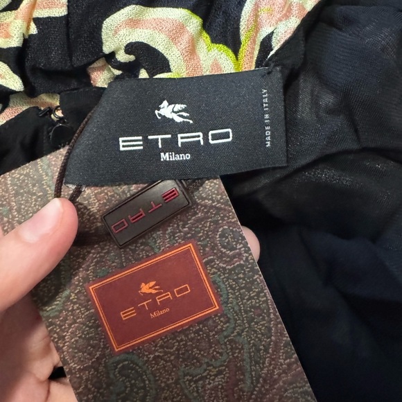 ETRO Crepe De Chine Maxi Halterneck Floral Paisley Dress Size IT44 US8 NWT - Picture 9 of 11